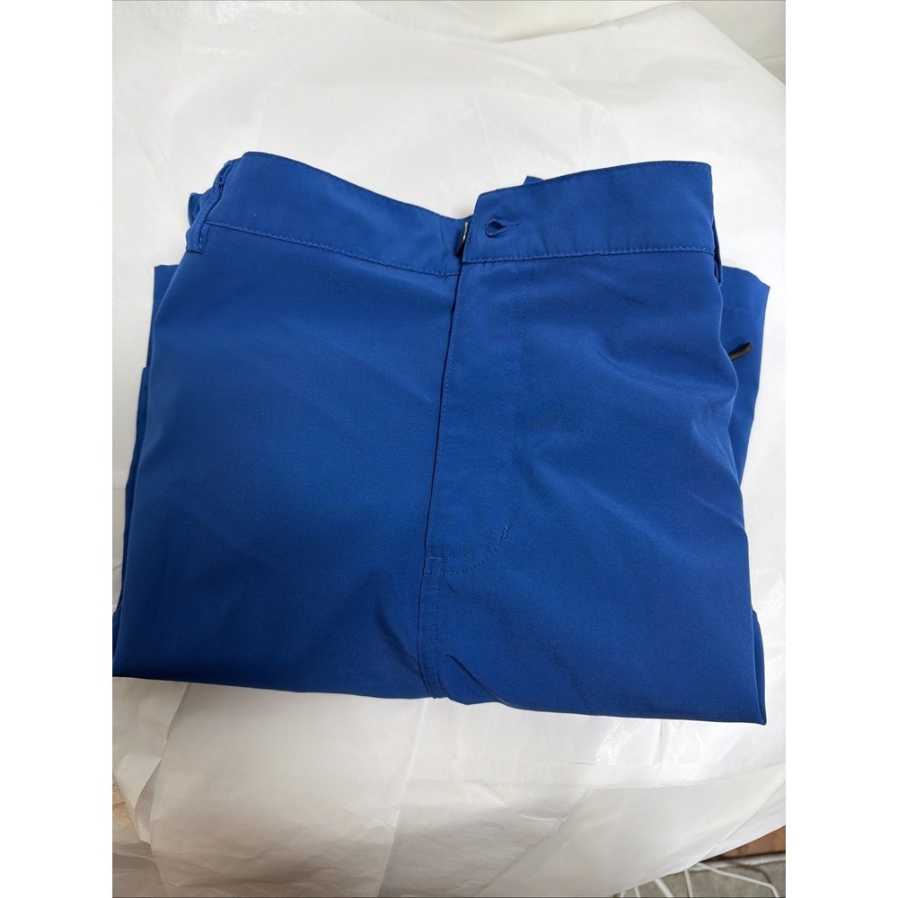 Pudolla Men's Med Blue Solid Cargo Shorts Flat Front Elastic Waist Cargo Pockets